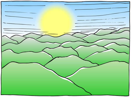 Vector illustration of a hand drawn sceneryのイラスト素材