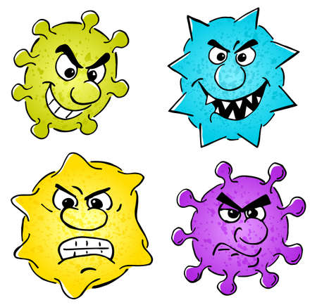 Vector illustration of some wild cartoon viruses setのイラスト素材