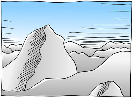 Vector illustration of a hand drawn rock landscapeのイラスト素材