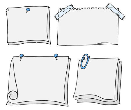 vector illustration of a set of different scribbled notepads with free spaceのイラスト素材