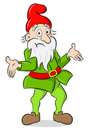 vector illustration of a helpless cartoon garden gnome who shrugsのイラスト素材