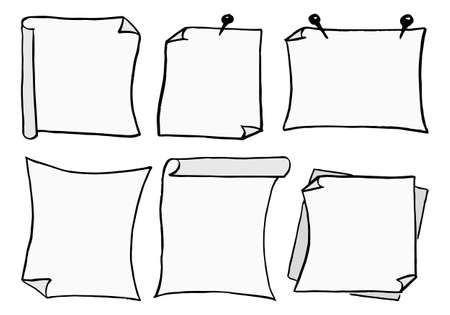 vector illustration of a set of different scribbled notepads with free spaceのイラスト素材