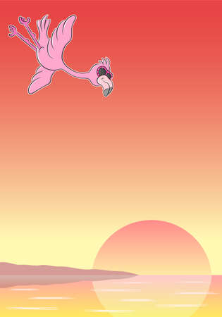 vector illustration of a cartoon flamingo with sunglassesのイラスト素材