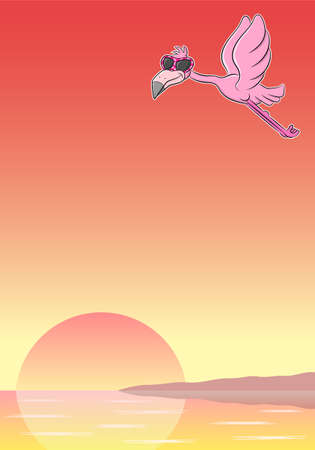 vector illustration of a cartoon flamingo with sunglassesのイラスト素材
