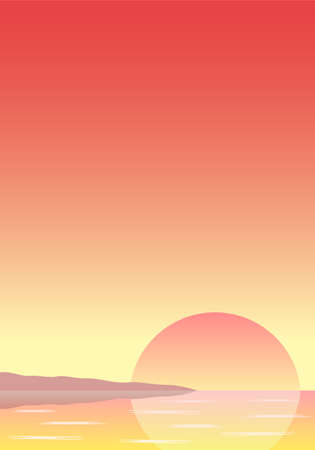 vector illustration of a sunset over the sea with coastのイラスト素材
