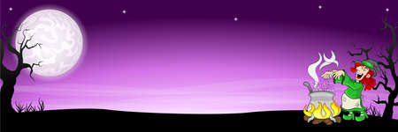 vector illustration of a witch cooking a magic potion in the cauldronのイラスト素材