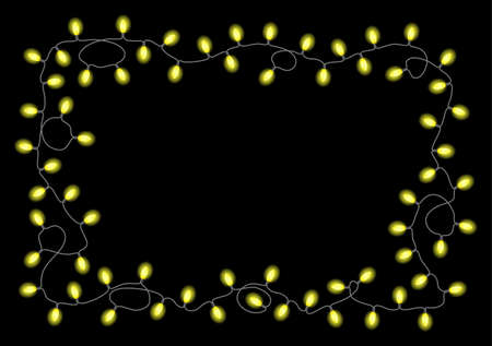 vector illustration of a chain of lights on black backgroundのイラスト素材
