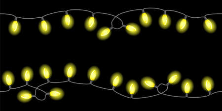 vector illustration of seamless chains of lights on black backgroundのイラスト素材