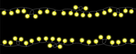 vector illustration of seamless chains of lights on black backgroundのイラスト素材