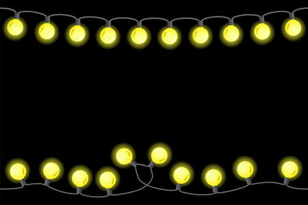 vector illustration of seamless chains of lights on black backgroundのイラスト素材