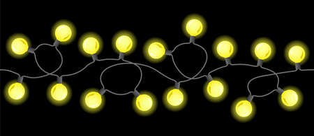 vector illustration of seamless chains of lights on black backgroundのイラスト素材