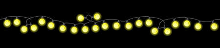 vector illustration of seamless chains of lights on black backgroundのイラスト素材
