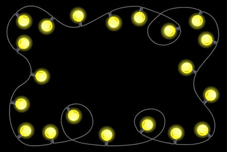 vector illustration of a chain of lights on black backgroundのイラスト素材