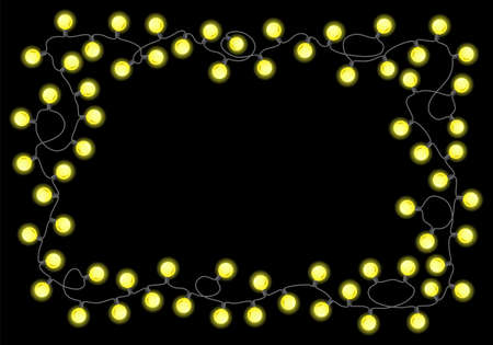 vector illustration of a chain of lights on black backgroundのイラスト素材