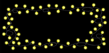 vector illustration of a chain of lights on black backgroundのイラスト素材