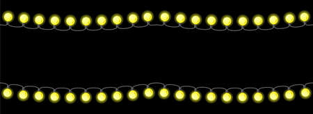 vector illustration of seamless chains of lights on black backgroundのイラスト素材
