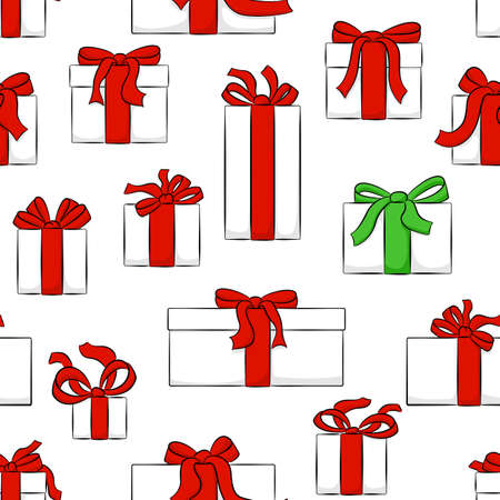 vector illustration of seamless christmas gifts patternのイラスト素材