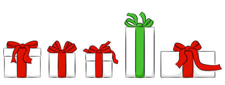 vector illustration of a set of christmas gifts isolated on whiteのイラスト素材