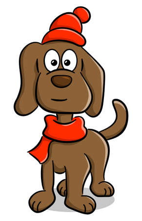 vector illustration of a dog with scarf and hatのイラスト素材