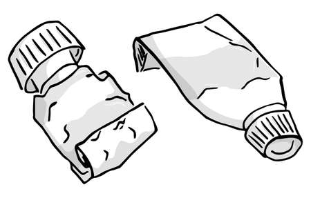 vector illustration of a hand drawn paint tubesのイラスト素材