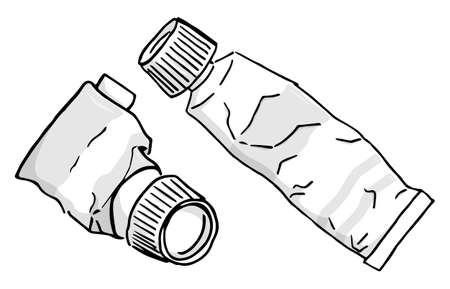 vector illustration of a hand drawn paint tubesのイラスト素材