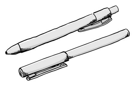vector illustration of a hand drawn felt tip pen and a ballpoint penのイラスト素材