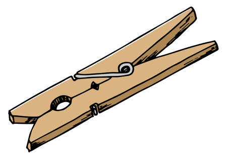 vector illustration of a hand drawn wooden clothespinのイラスト素材