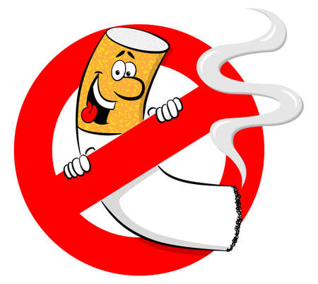 vector illustration of a no smoking sign with cartoon cigaretteのイラスト素材