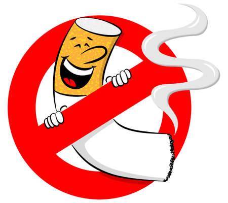 vector illustration of a no smoking sign with cartoon cigaretteのイラスト素材
