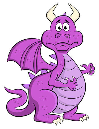 vector illustration of a baffled cartoon dragonのイラスト素材