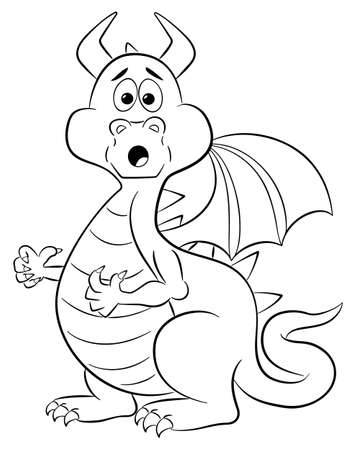 vector illustration of a astonished cartoon dragonのイラスト素材