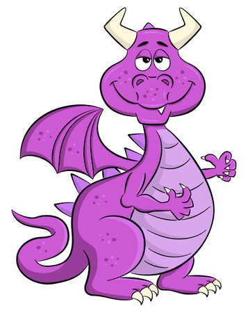 vector illustration of a sleepy smiling cartoon dragonのイラスト素材