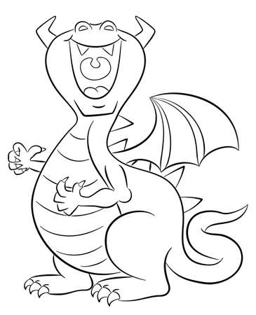 vector illustration of a loud laughing cartoon dragonのイラスト素材