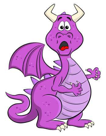 vector illustration of a scared looking cartoon dragonのイラスト素材