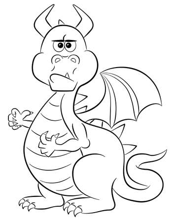 vector illustration of a angry looking cartoon dragonのイラスト素材