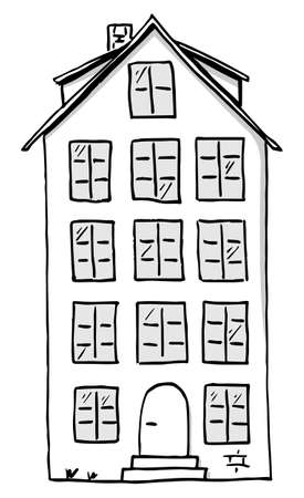 vector illustration of a scribbled house in black and whiteのイラスト素材