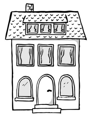 vector illustration of a scribbled house in black and whiteのイラスト素材