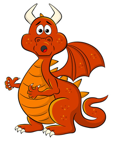 vector illustration of an astonished cartoon dragonのイラスト素材