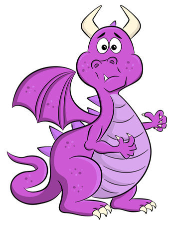 vector illustration of a stunned cartoon dragonのイラスト素材