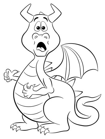 vector illustration of a scared looking cartoon dragonのイラスト素材