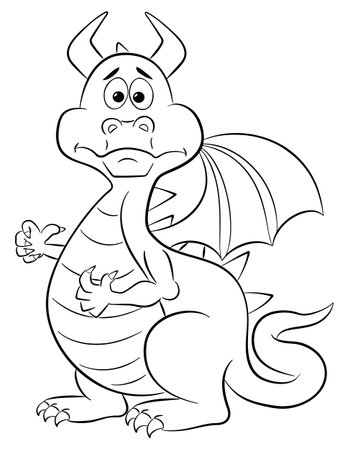 vector illustration of a baffled cartoon dragonのイラスト素材