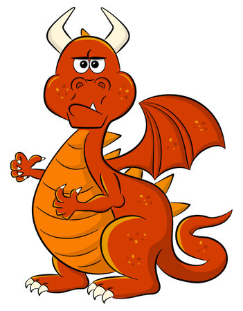 Vector illustration of a angry looking cartoon dragonのイラスト素材