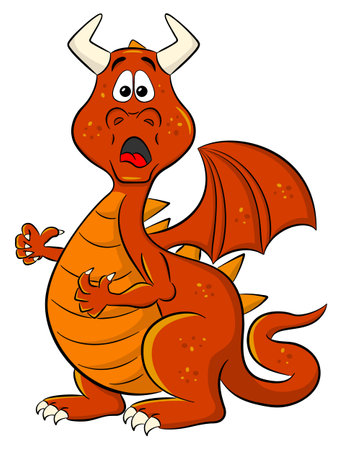 vector illustration of a scared looking cartoon dragonのイラスト素材
