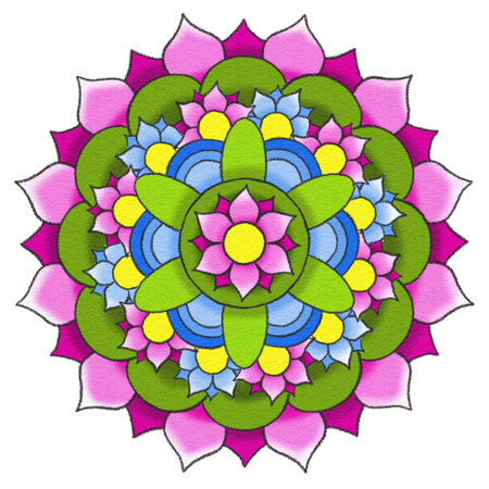 illustration of colorful painted mandalaの写真素材