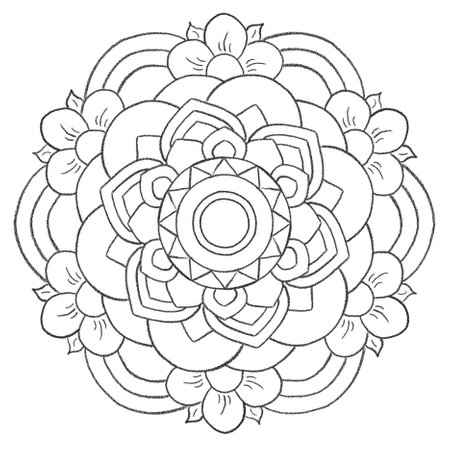 illustration of a circular black and white pattern in the form of a mandala to color for a coloring bookの写真素材