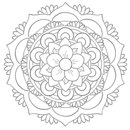 illustration of a circular black and white pattern in the form of a mandala to color for a coloring bookの写真素材
