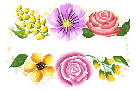 illustration of a flower composition in watercolorの写真素材