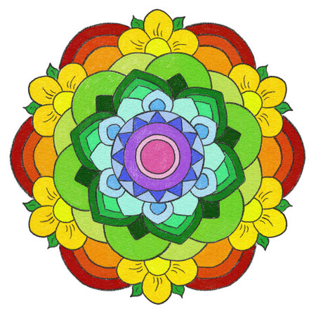 illustration of colorful painted mandalaの写真素材