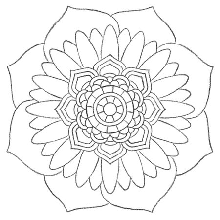 illustration of a circular black and white pattern in the form of a mandala to color for a coloring bookの写真素材