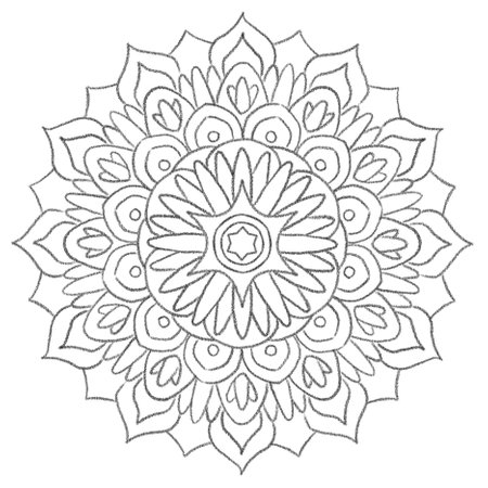 illustration of a circular black and white pattern in the form of a mandala to color for a coloring bookの写真素材